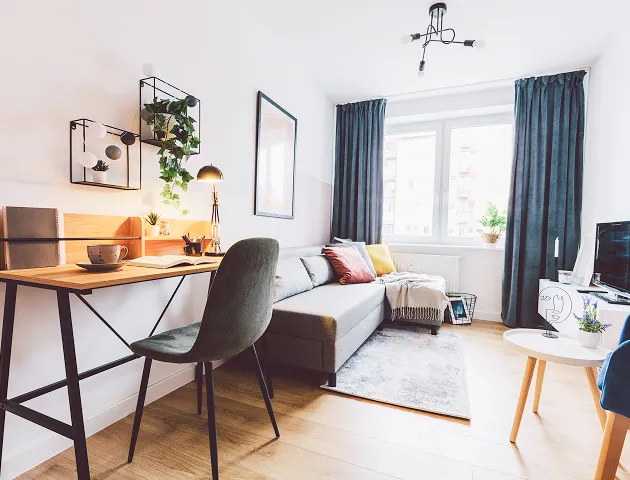 明るくモダンなリビングルームのインテリア